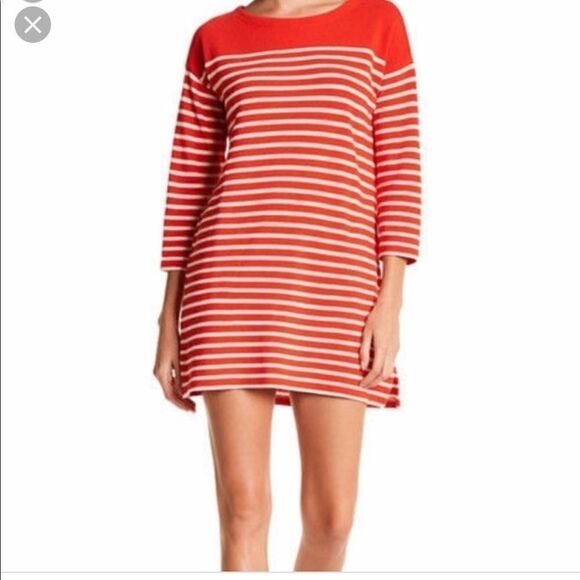 J. Crew | Red Orange Boatneck Striped Tunic | XXS - Picture 1 of 8
